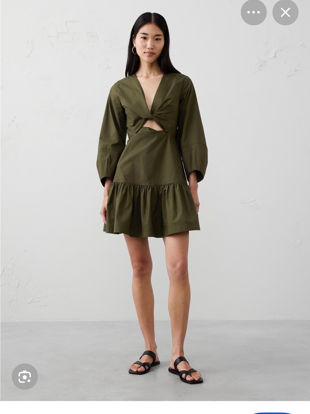 Banana Republic Factory Olive Poplin Twist Mini Dress